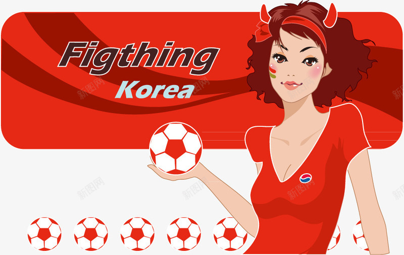 足球宝贝png免抠素材_新图网 https://ixintu.com 矢量女孩 红色 足球