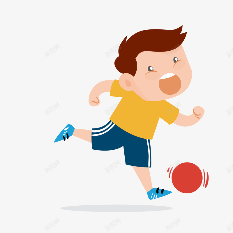 卡通人物png免抠素材_新图网 https://ixintu.com 卡通 卡通人物 卡通表情 小男孩 手绘 插画 表情包 踢足球