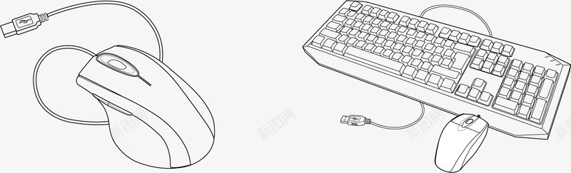 线描键盘鼠标png免抠素材_新图网 https://ixintu.com 免费图片 线描 键盘 鼠标