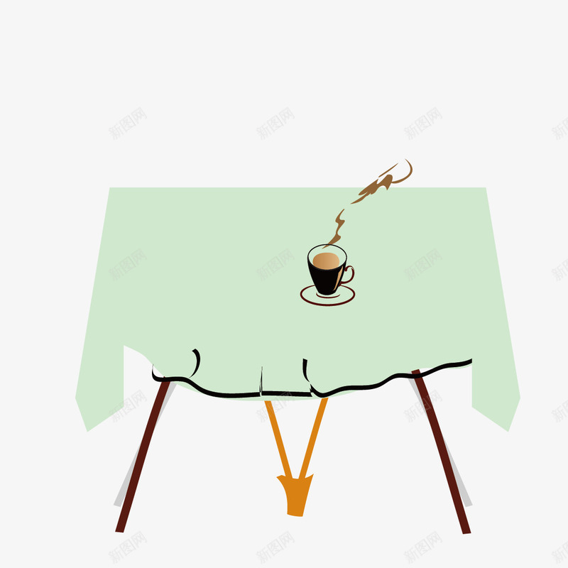 绿色餐桌布png免抠素材_新图网 https://ixintu.com 咖啡 桌子 绿色桌布 餐桌布