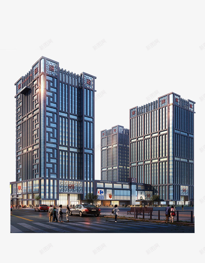 楼体亮化风格风景图png免抠素材_新图网 https://ixintu.com 建筑园林 房地产广告 楼体 楼体亮化 楼盘
