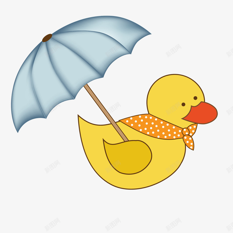 儿童玩具手绘花纹png免抠素材_新图网 https://ixintu.com 卡通画 小鸭子 雨伞
