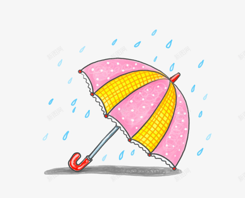 手绘彩色雨伞png免抠素材_新图网 https://ixintu.com 下雨 卡通雨点 彩色 手绘 雨伞 雨水 雨滴 雨点