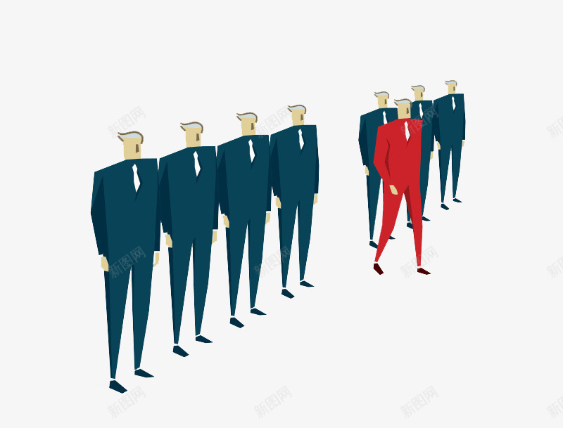 站成一排png免抠素材_新图网 https://ixintu.com 与众不同 男性 红色 西装