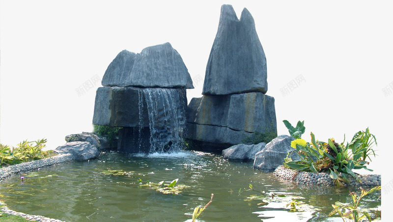 假山流水造型png免抠素材_新图网 https://ixintu.com 假山 园林 流水 湖泊 绿植