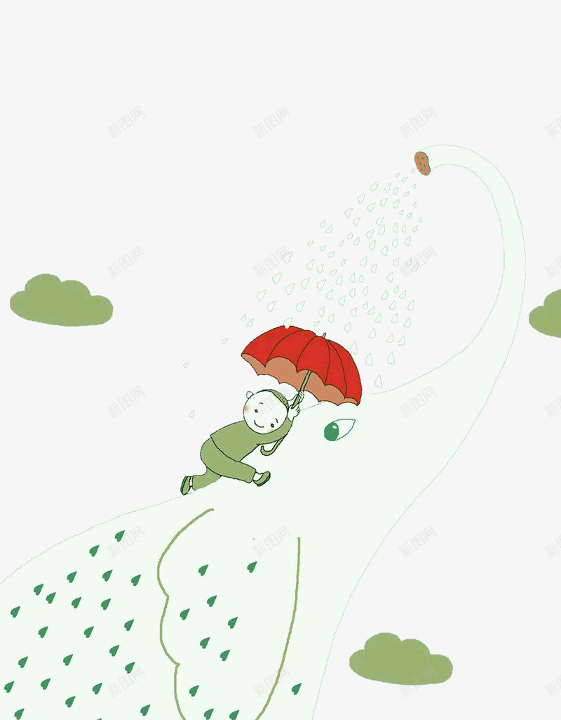 大象背上的小孩png免抠素材_新图网 https://ixintu.com 云 可爱 大象 小男孩 玩耍 雨伞
