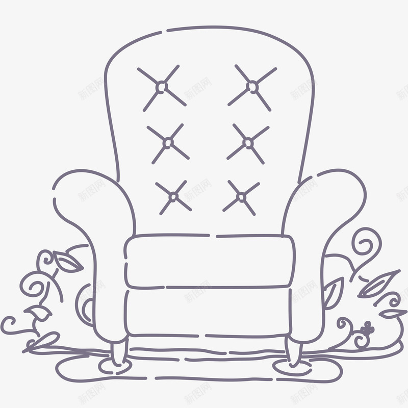 卡通简约黑白插画小清新沙发png免抠素材_新图网 https://ixintu.com 小清新插画 广告设计 扁平化简约黑白样式 极简黑白图样 沙发 简笔画装饰 黑白简约插画