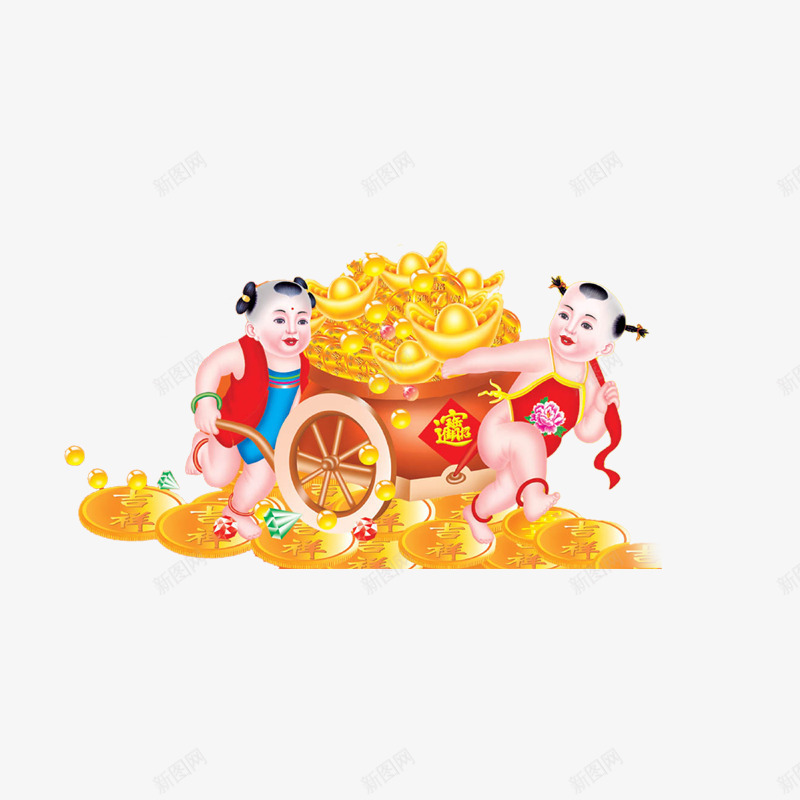 送财童子png免抠素材_新图网 https://ixintu.com 金子