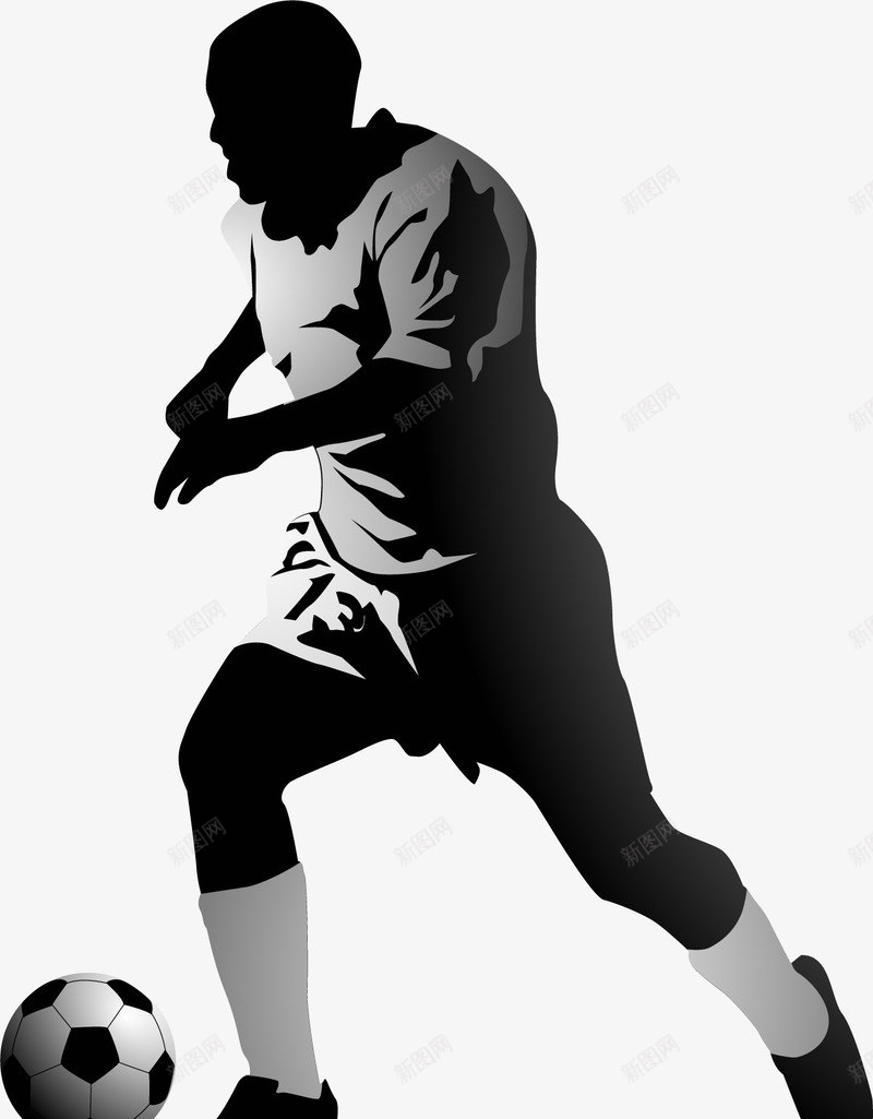 黑色简笔踢足球男人png免抠素材_新图网 https://ixintu.com 男人 简笔 足球 黑色