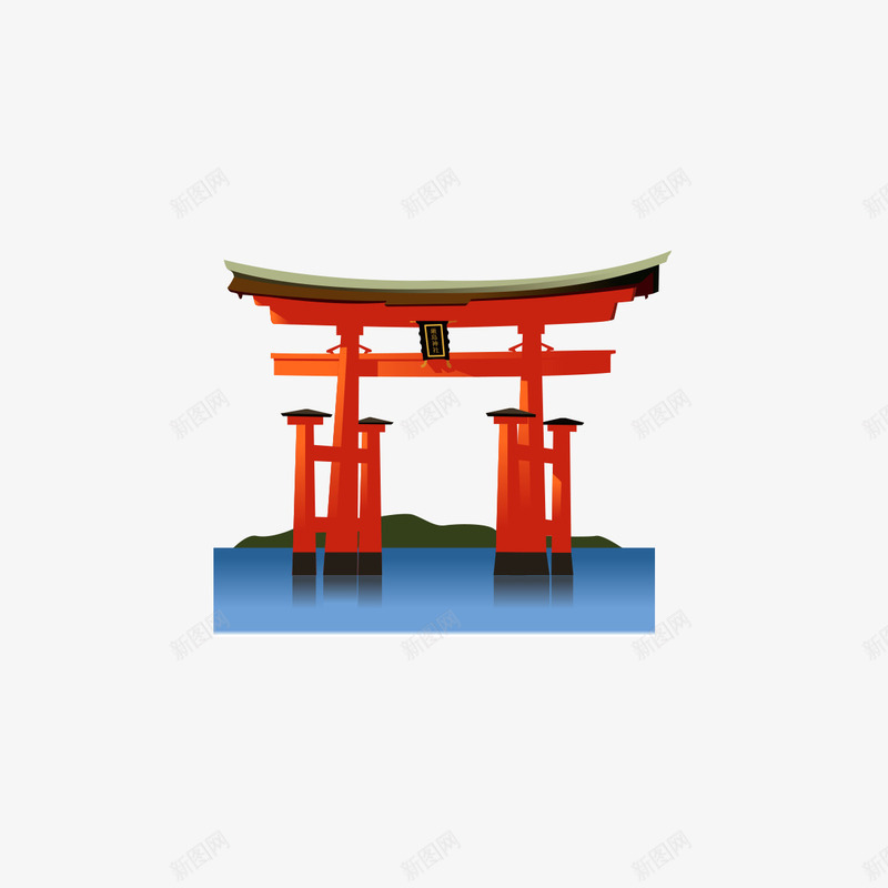 鸟居红色图标png_新图网 https://ixintu.com 图标 庙门 红色 造型 鸟居