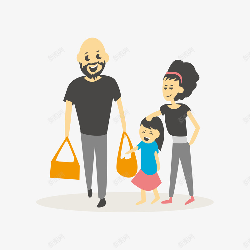 高兴的一家人png免抠素材_新图网 https://ixintu.com 一家人 卡通 孩子 幸福 手绘