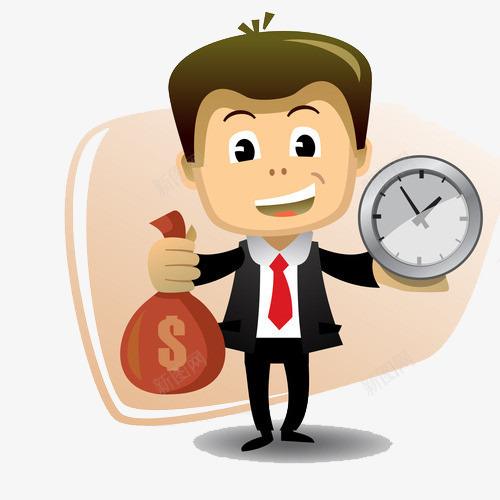商业性质卡通人物的时间与金钱png免抠素材_新图网 https://ixintu.com 人物卡通 商业 时间 时间动画 金钱