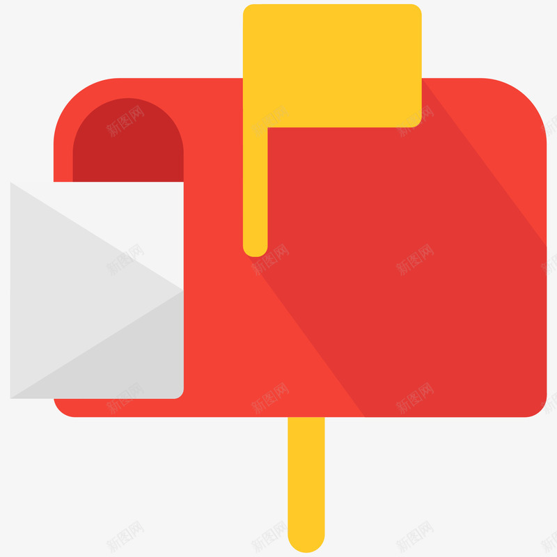 红色圆弧邮箱元素图标png_新图网 https://ixintu.com 交流 卡通图标 圆弧 扁平化 旗帜 社交 红色 邮箱 黄色