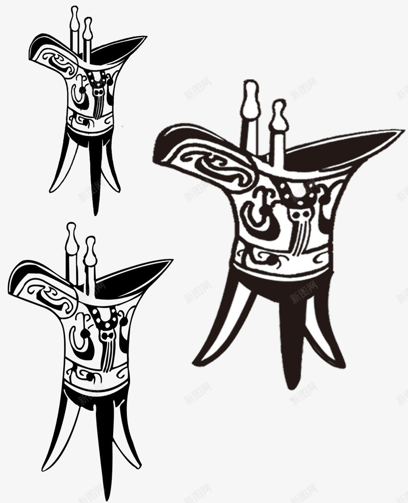 古代酒杯图标png_新图网 https://ixintu.com 三个 古代 插画 酒杯