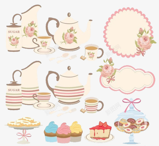 茶杯背景png免抠素材_新图网 https://ixintu.com 甜点 粉色 茶杯 装饰素材