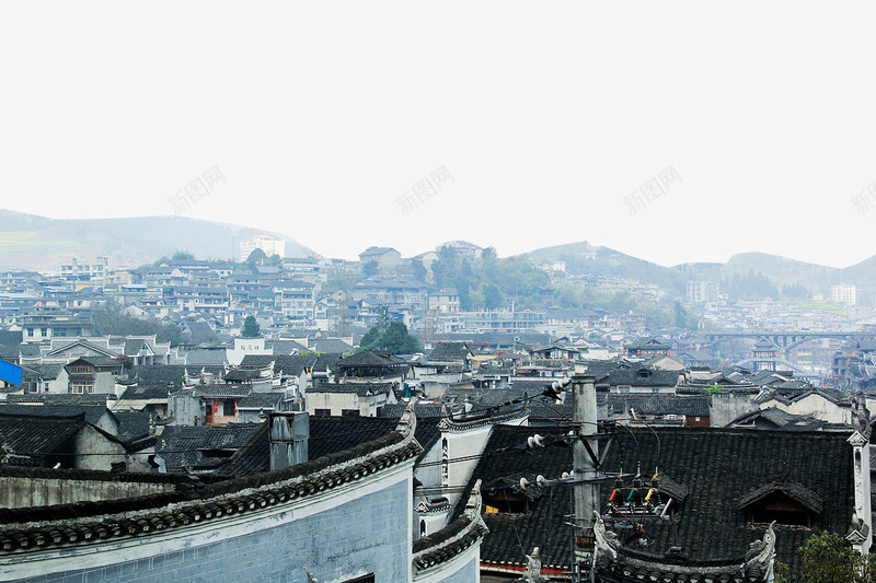 徽派建筑群落png免抠素材_新图网 https://ixintu.com 地产 旅游 江南小镇 美景