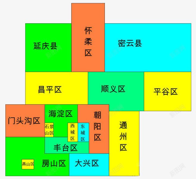 北京各区县方形地图png免抠素材_新图网 https://ixintu.com 北京 北京地图 各区 地图