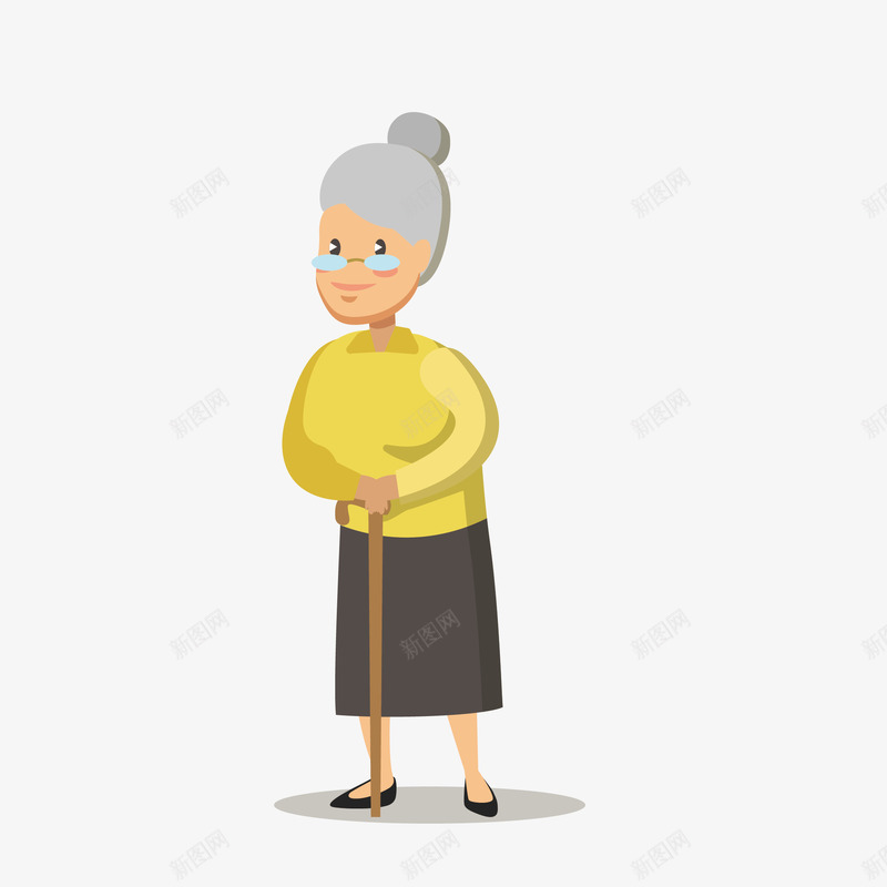 手绘卡通老奶奶png免抠素材_新图网 https://ixintu.com png免抠图 中年 创意 动漫 卡通 戴眼镜 手绘 拐杖 老奶奶 老婆婆卡通
