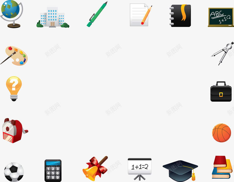 教育边框png免抠素材_新图网 https://ixintu.com school 儿童 卡通 学习 学校 学生 教育 边框