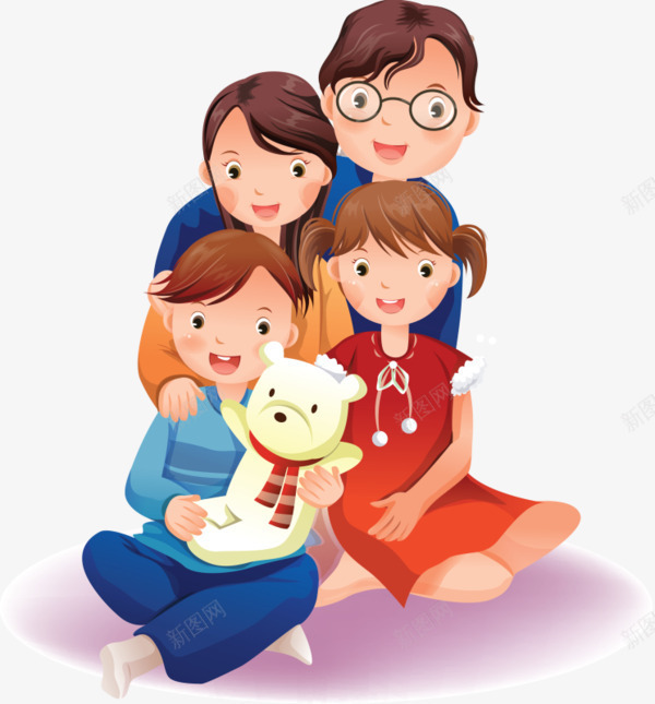 卡通幸福的一家四口png免抠素材_新图网 https://ixintu.com 一家 卡通 四口 幸福 幸福一家