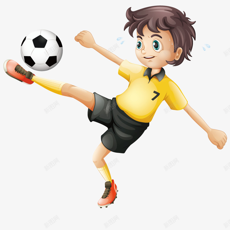 踢足球png免抠素材_新图网 https://ixintu.com 球衣 男孩 运动 黄色