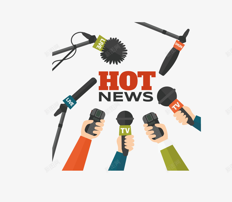 热点新闻png免抠素材_新图网 https://ixintu.com 手 新闻 装饰 话筒