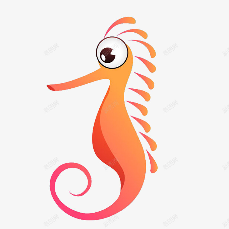 黄色海马png免抠素材_新图网 https://ixintu.com 动物 手绘 橘色 海马