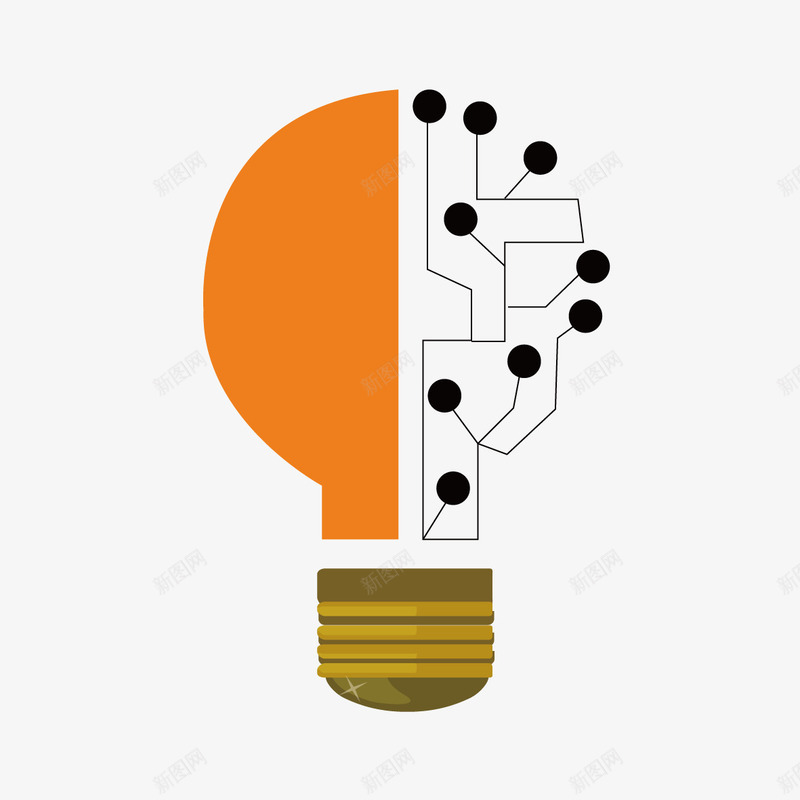 科技纹理灯泡png免抠素材_新图网 https://ixintu.com 创意灯泡 灯泡 科技纹理