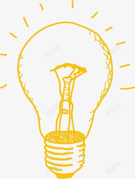 灯泡发亮png免抠素材_新图网 https://ixintu.com 卡通 发亮 灯泡 简笔