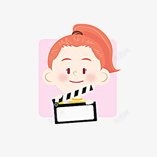 卡通女孩拿着场记牌图标png_新图网 https://ixintu.com 卡通 图标 场记板 场记牌 女孩 导演 拍摄 演员 电影 胶卷
