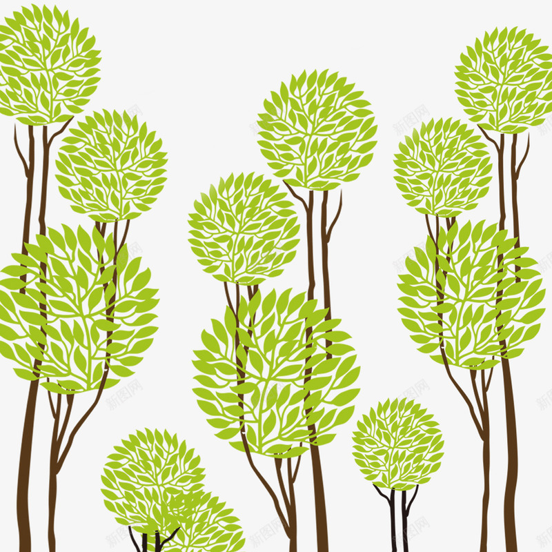 卡通绿色植物png免抠素材_新图网 https://ixintu.com 卡通绿色植物素材 植物 球形叶子树 绿色树