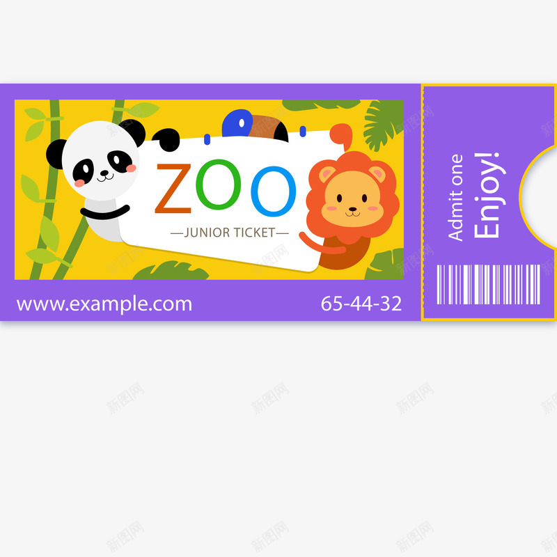 可爱动物园单人门票矢量图ai免抠素材_新图网 https://ixintu.com 动物园 卡通 参观 小动物 彩色 游玩 门票 矢量图