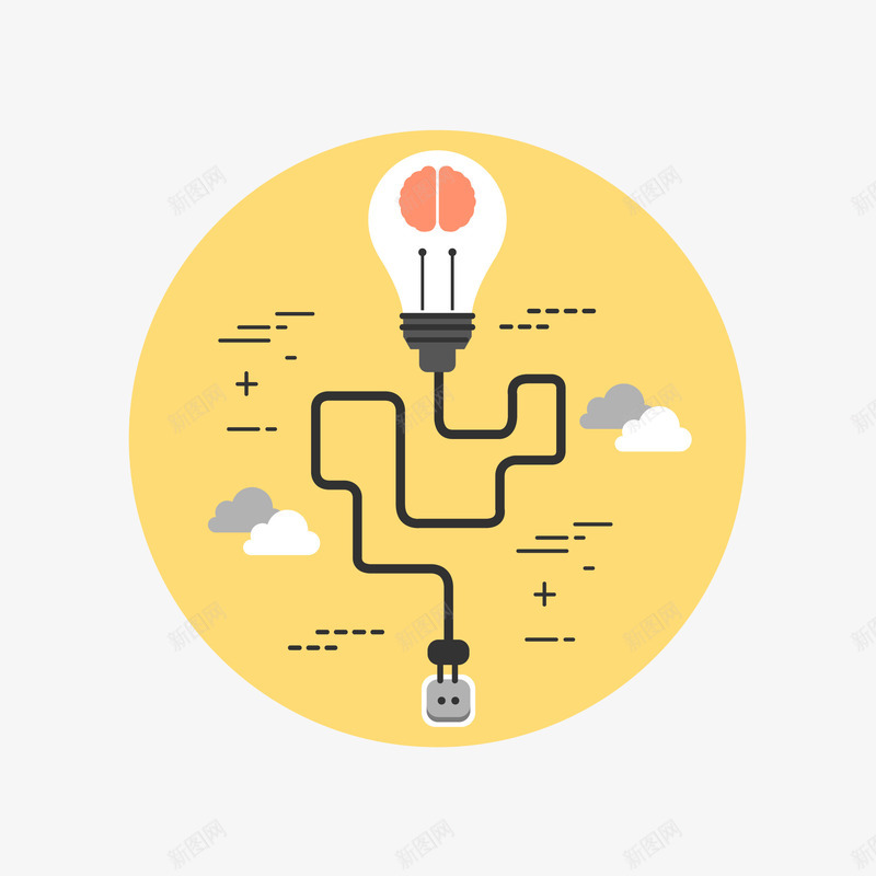 卡通扁平化风格矢量图ai免抠素材_新图网 https://ixintu.com 卡通 卡通扁平化 扁平化 扁平化风格 插座 灯泡 矢量图