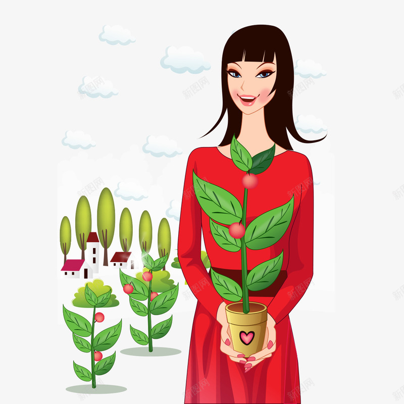 手捧鲜花的女老师png免抠素材_新图网 https://ixintu.com 女老师 手捧鲜花 花朵 鲜花