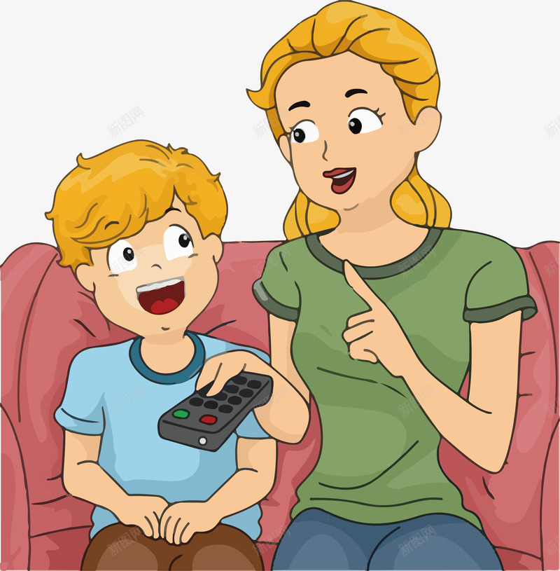 卡通儿童看电视提醒png免抠素材_新图网 https://ixintu.com AI 一家人看电视 儿童 卡通 提醒 看电视