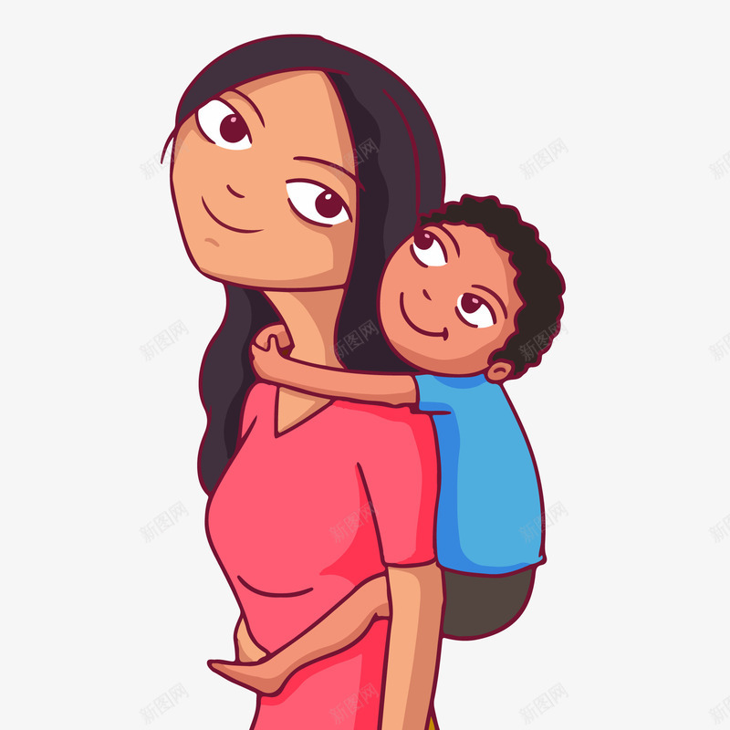 妈妈背着孩子矢量图ai免抠素材_新图网 https://ixintu.com 人物介绍 人物插画 卡通人物 妈妈 矢量人物 背着孩子 矢量图