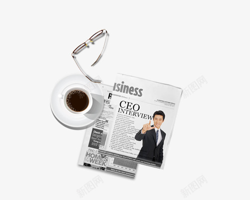 商业psd免抠素材_新图网 https://ixintu.com 咖啡 咖啡杯 商业素材 报纸 眼镜 装饰素材 饮料