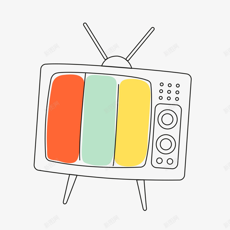 手绘彩色电视机png免抠素材_新图网 https://ixintu.com 彩色 彩色电视机 手绘 手绘电视机
