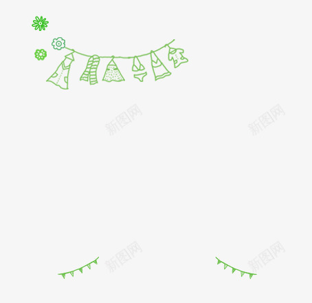 挂衣绳绿色挂衣绳子手绘挂衣绳png免抠素材_新图网 https://ixintu.com 手绘 绳子 绿色
