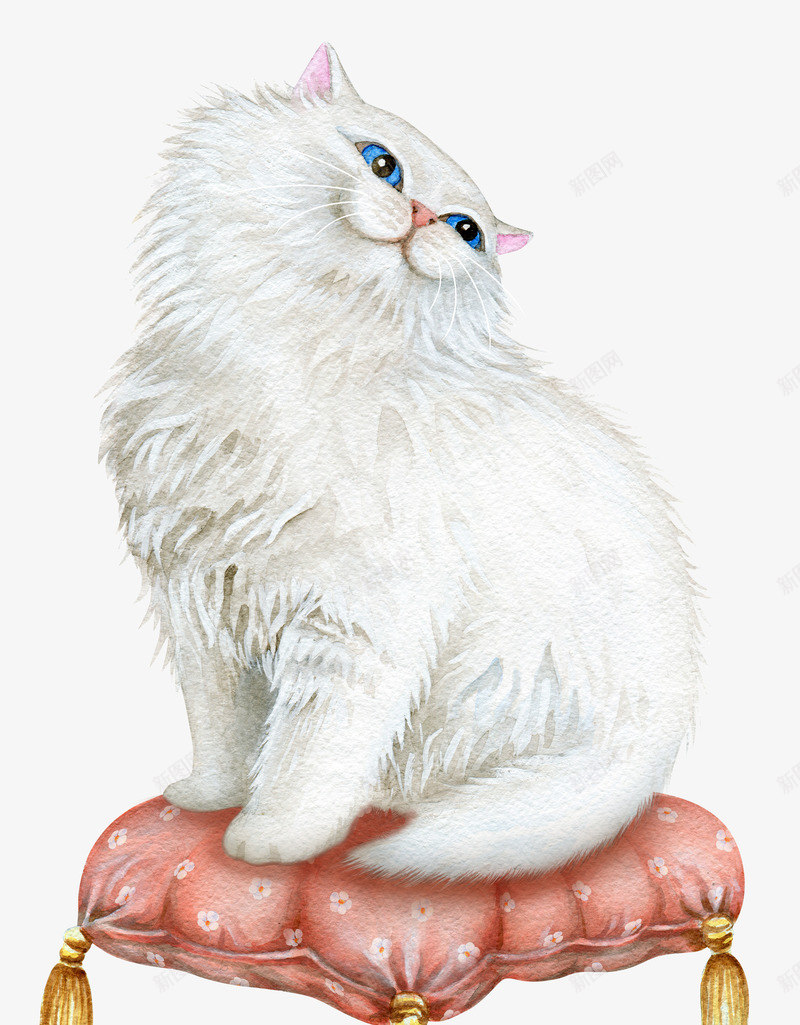 坐垫上的猫咪png免抠素材_新图网 https://ixintu.com PNG图形 动物 宠物 手绘 猫咪 装饰