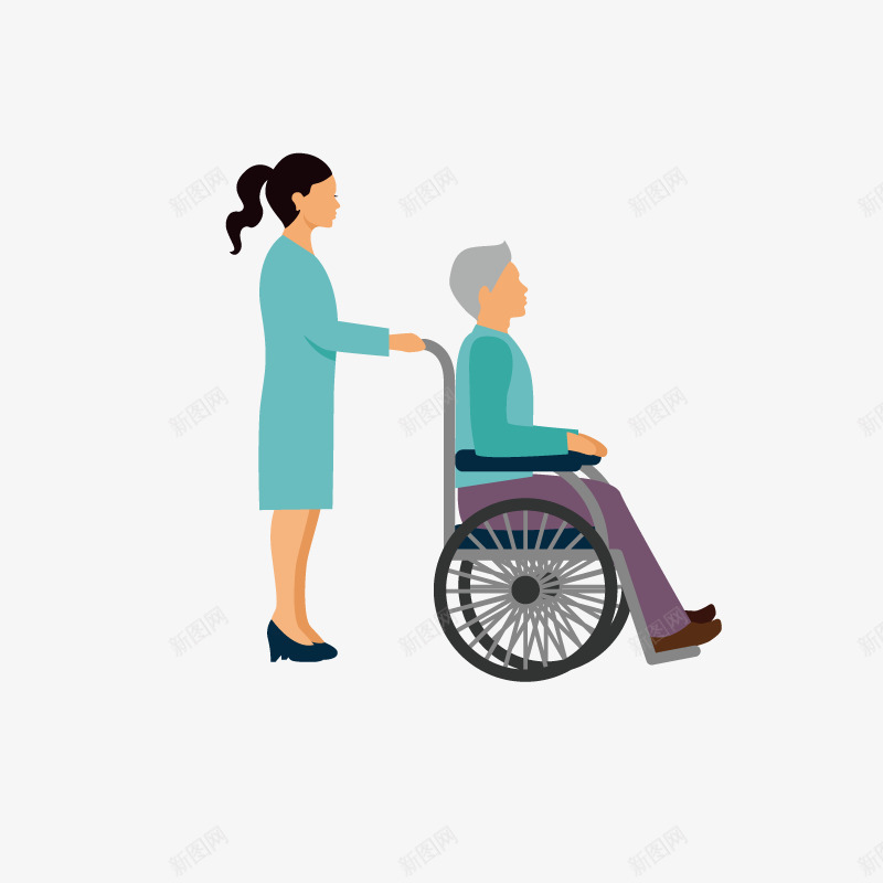手绘卡通装饰照顾残疾人海报png免抠素材_新图网 https://ixintu.com 人物 人物介绍 动漫人物 卡通人物 残疾人 照顾残疾人 装饰设计 轮椅