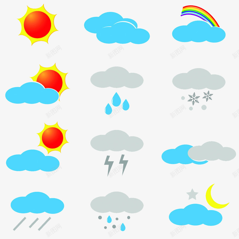 风雨雷电雪天气预报png免抠素材_新图网 https://ixintu.com 天气 雷电 预报 风雨