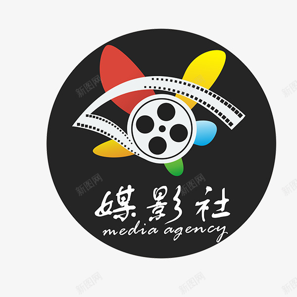 圆形电影标签png免抠素材_新图网 https://ixintu.com 圆形 媒影社 标签 电影电视 装饰图案 黑色