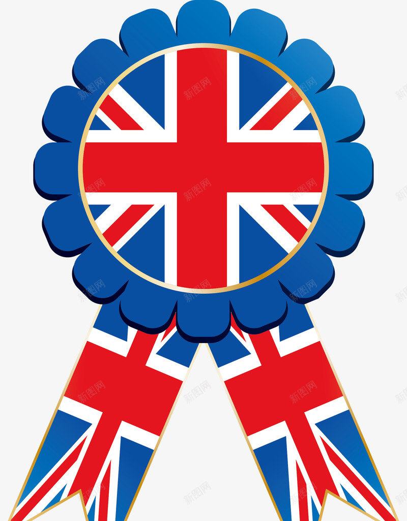 创意英国国旗徽章图png免抠素材_新图网 https://ixintu.com 国旗 旗子 矢量旗子 红色 英伦 英国国旗 英国旗 蓝色