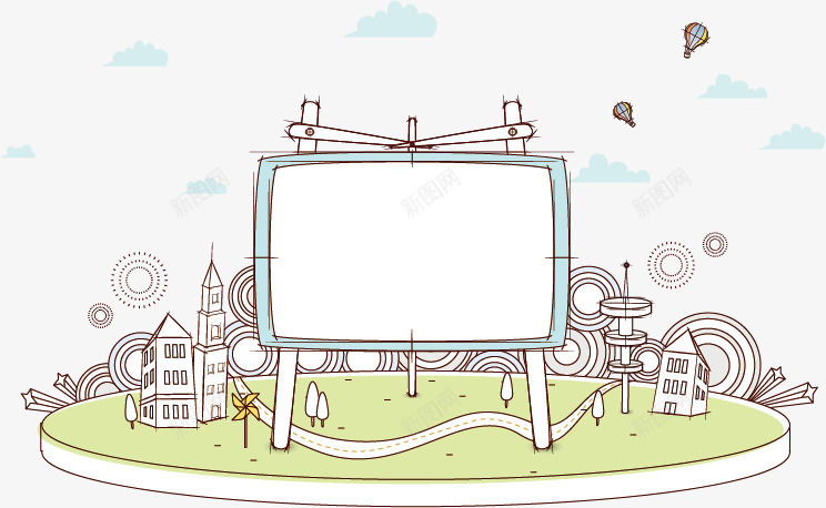 商务场景插画矢量图ai免抠素材_新图网 https://ixintu.com 卡通 商务场景 广告牌 手绘插画 电视墙 矢量图