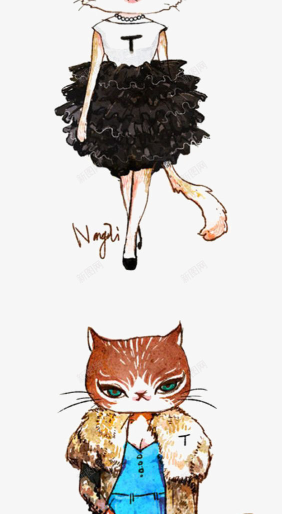 猫咪png免抠素材_新图网 https://ixintu.com 动物 卡通 宠物猫 手绘 礼服 红色裙子