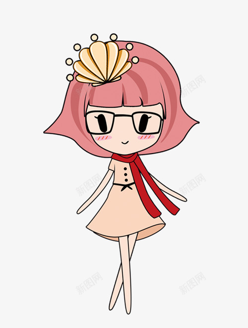 戴眼镜的女孩堆png免抠素材_新图网 https://ixintu.com 卡通 围巾 女孩 手绘 眼镜 素材堆