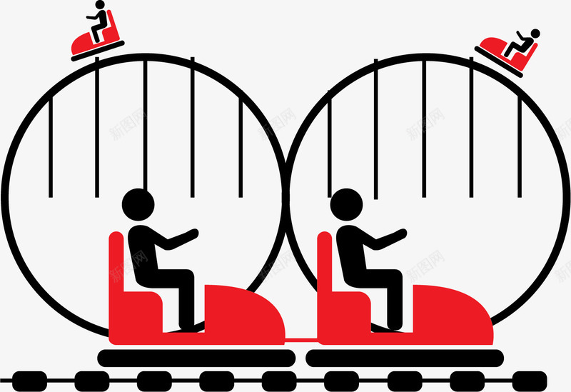 游乐园扁平过山车png免抠素材_新图网 https://ixintu.com 游乐园设施 游乐园设施扁平 游乐园项目 游玩设施 游玩项目 矢量设施 过山车