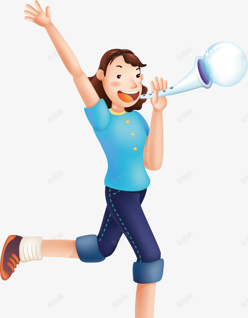 拿着喇叭的女孩png免抠素材_新图网 https://ixintu.com 喇叭 喊话 女孩 手绘 手绘素材 插画