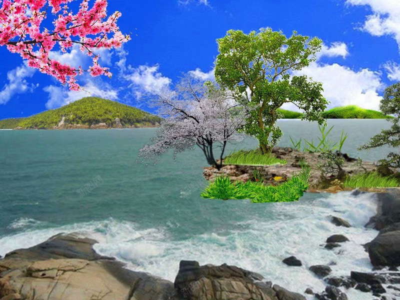 蓝天大海755x700png免抠素材_新图网 https://ixintu.com 大海 素材 美景 蓝天